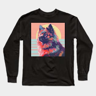 70s Keeshond Vibes: Pastel Pup Parade Long Sleeve T-Shirt